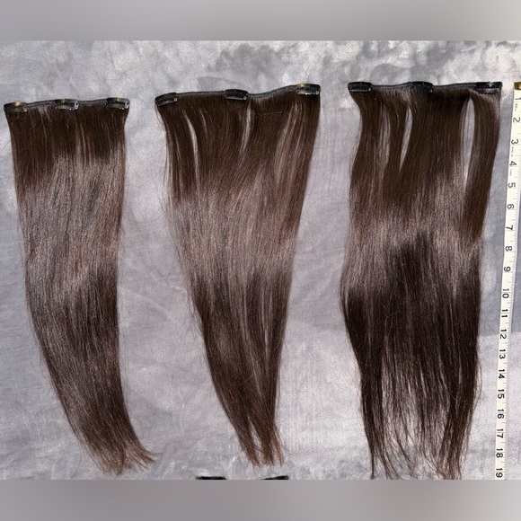 18” Ultra-Seamless Clip-in Real Human Hair Extensions Medium Dark Brown - Picture 1 of 8